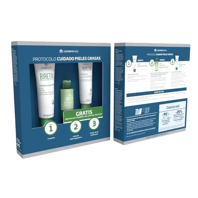 Biretix Protocolo de Cuidados da Pele Oleosa Pack Dermatológico. 2 mini-toalhas de oferta