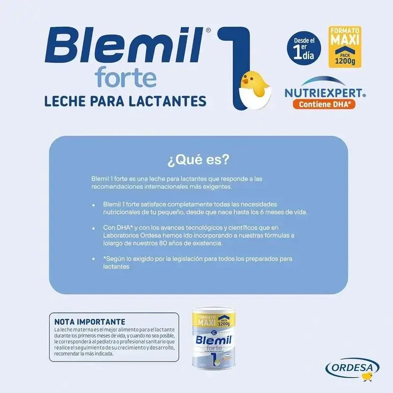 Blemil Plus 1 Forte, embalagem de 12 x 1200 gramas