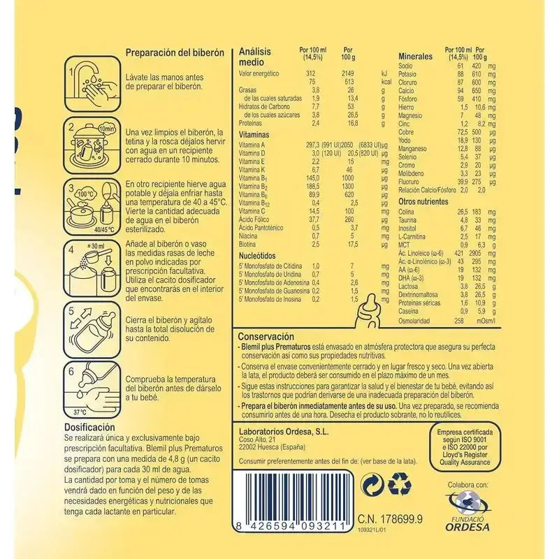 Blemil Plus Bebés Prematuros, Embalagem 2 x 400g