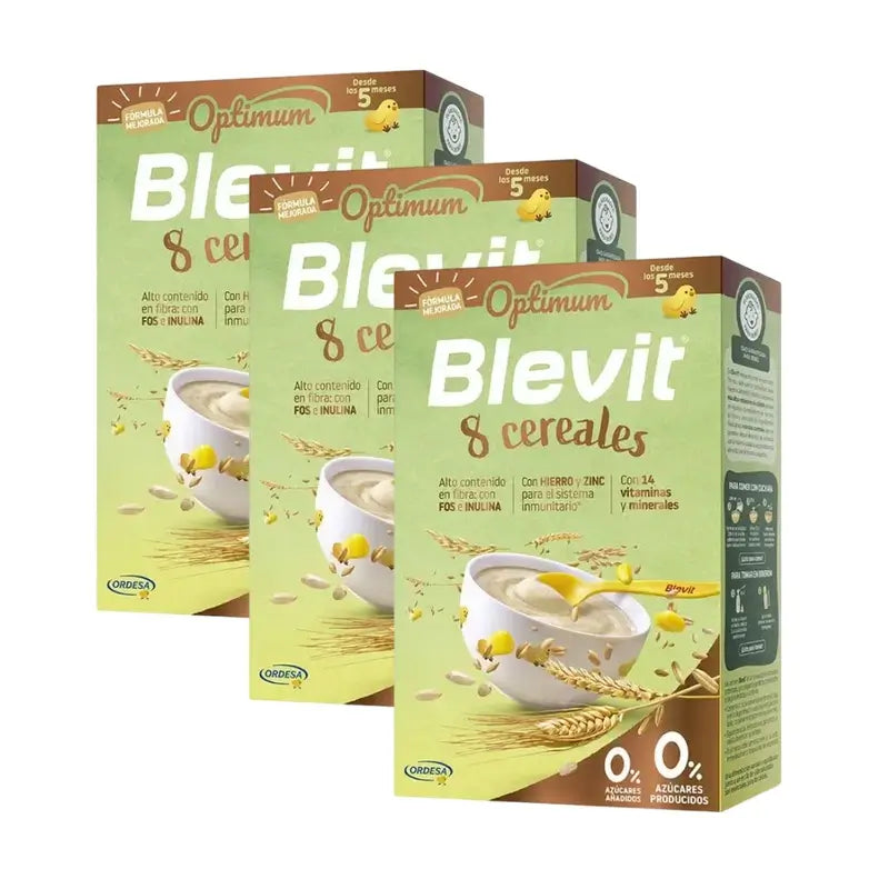 Blevit Alimentação Infantil Optimum 8 Cereais, 3X250 Grs
