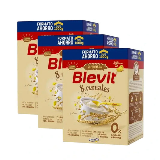 Alimento para Bebés Blevit Superfibra 8 Cereais, 3X1000 Grs