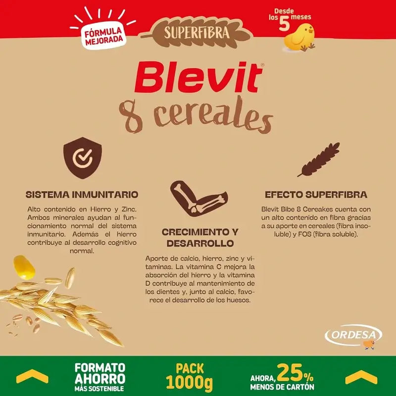 Blevit Alimentação Infantil Superfibra 8 Cereais Formato Poupança, 1000 g