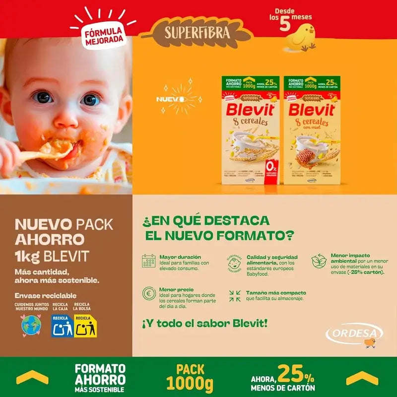 Blevit Alimentação Infantil Superfibra 8 Cereais Formato Poupança, 1000 g