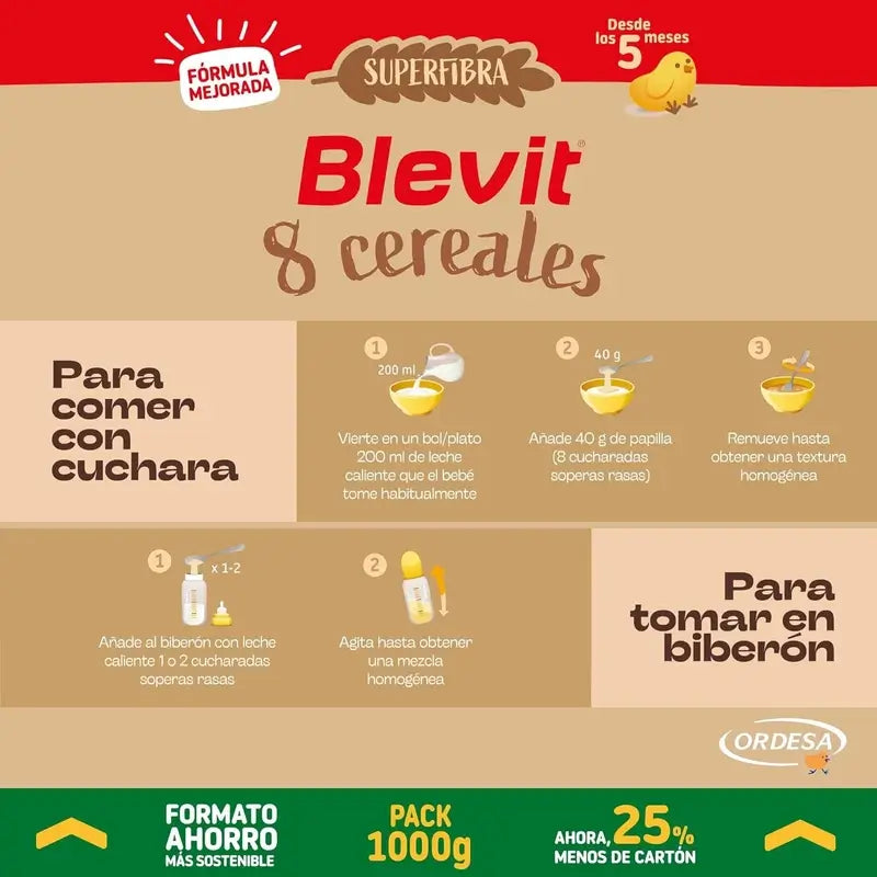 Blevit Alimentação Infantil Superfibra 8 Cereais Formato Poupança, 1000 g