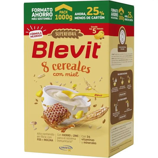 Comida para bebé Blevit Superfibra 8 Cereais e Mel, 1000 grs.