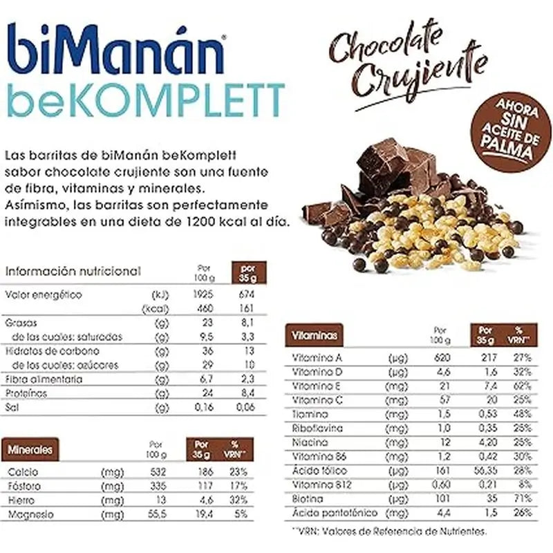 biManán Barritas Entre Horas de Chocolate Komplett 8 unidades