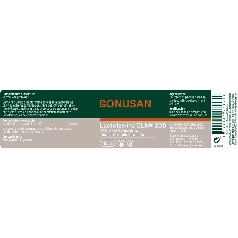 Bonusan Lactoferrin Cln® 300, 30 cápsulas