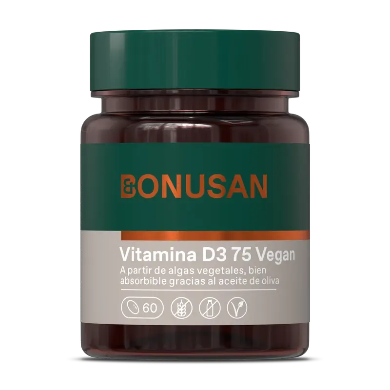 Bonusan Vitamina D3 75 Vegan, 60 pérolas