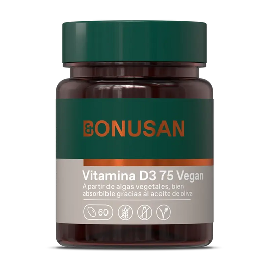 Bonusan Vitamina D3 75 Vegan, 60 pérolas