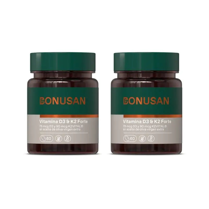 Bonusan Vitamina D3 & K2 Forte, 2X60 Pérolas