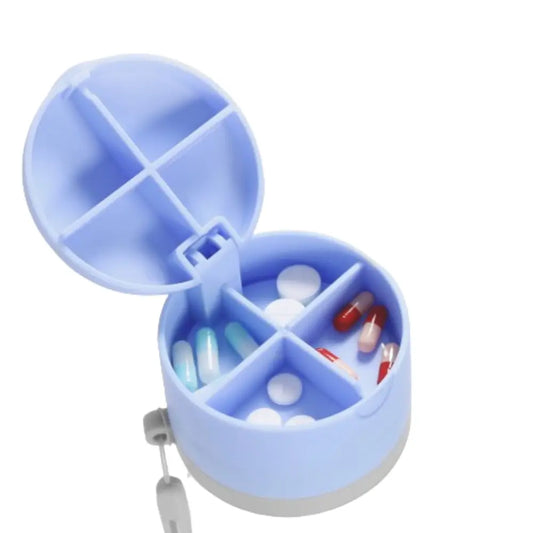 garrafa de água com porta-comprimidos portátil, azul