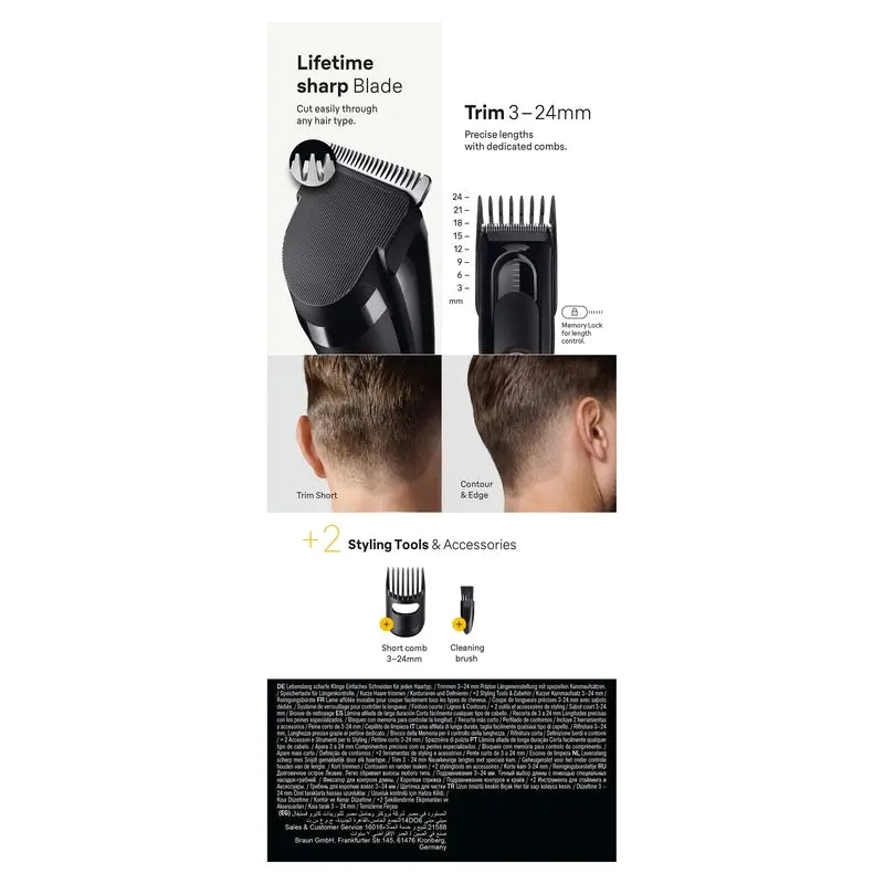 Máquina de cortar cabelo Braun Series 5 9 comprimentos +2 acessórios