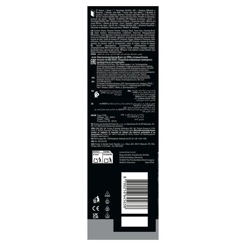 Máquina de barbear eléctrica Braun Series 6 61-B1200S Sensoflex com aparador de precisão