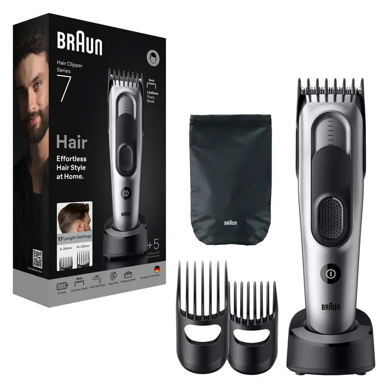 Máquina de cortar cabelo Braun Series 7 17 comprimentos + 5 acessórios