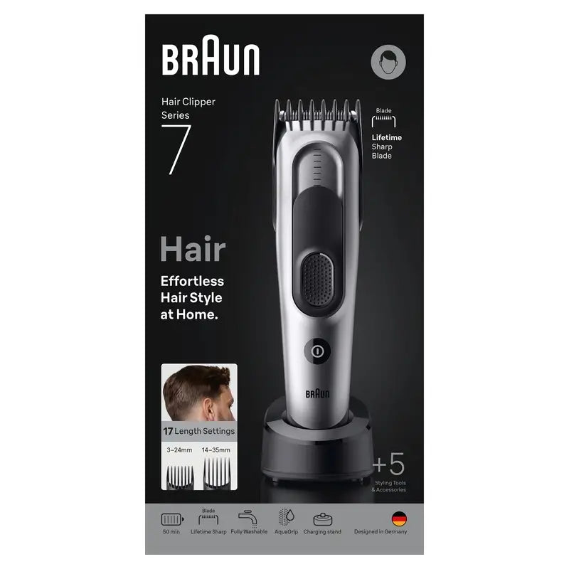 Máquina de cortar cabelo Braun Series 7 17 comprimentos + 5 acessórios