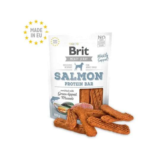 Brit Jerky Snack Barra de Proteína Salmão 80Gr para Cães