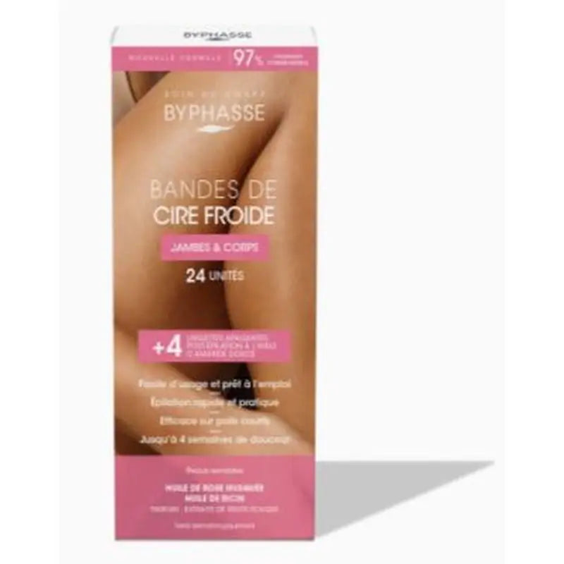 Byphasse Bandas de Cera Fria (24 Bandas + 4 Toalhetes), 24 unidades