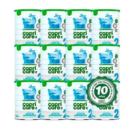 Capricare 2 leites de continuação, embalagem de 12 x 800 g
