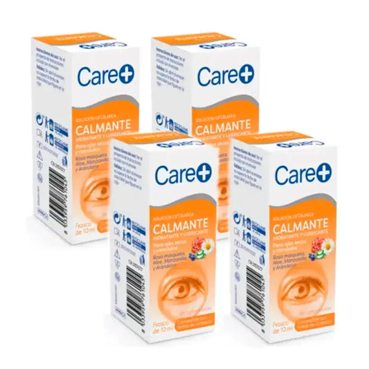 Care+ Colírio calmante para olhos irritados, embalagem de 4 x 10 ml