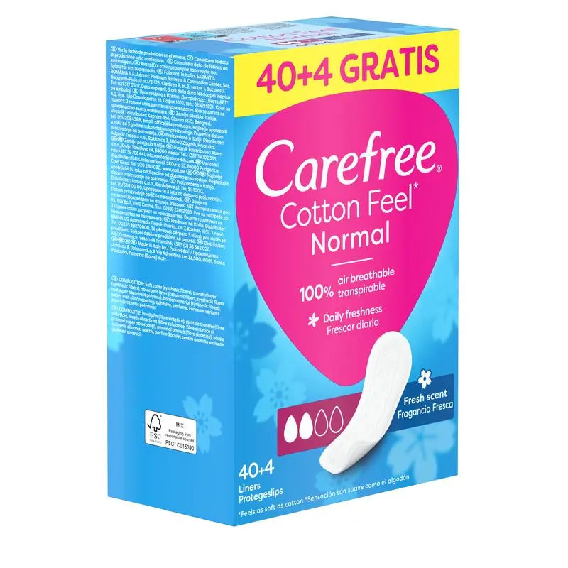 Carefree Cotton Feel Normal Fragrância Fresca 40+4 unidades