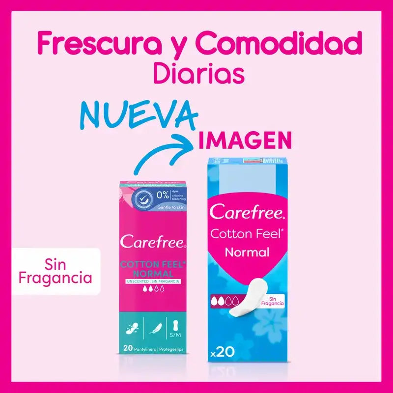 Carefree Cotton Feel Normal Sem Fragrância 20 unidades