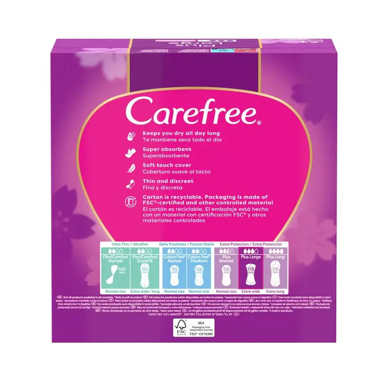 Carefree Plus Large Fragancia Ligera 64Uds