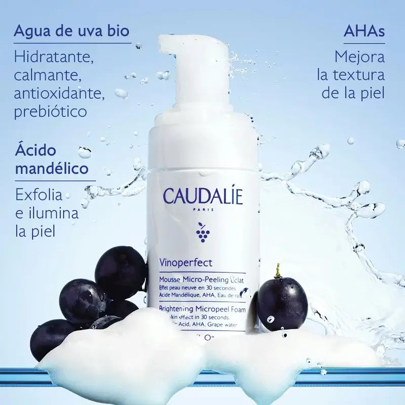 Caudalie Espuma Micropeeling Iluminadora com Ácido Manélico (Aha) , 100 ml