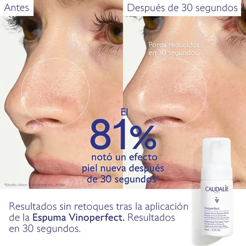 Caudalie Espuma Micropeeling Iluminadora com Ácido Manélico (Aha) , 100 ml