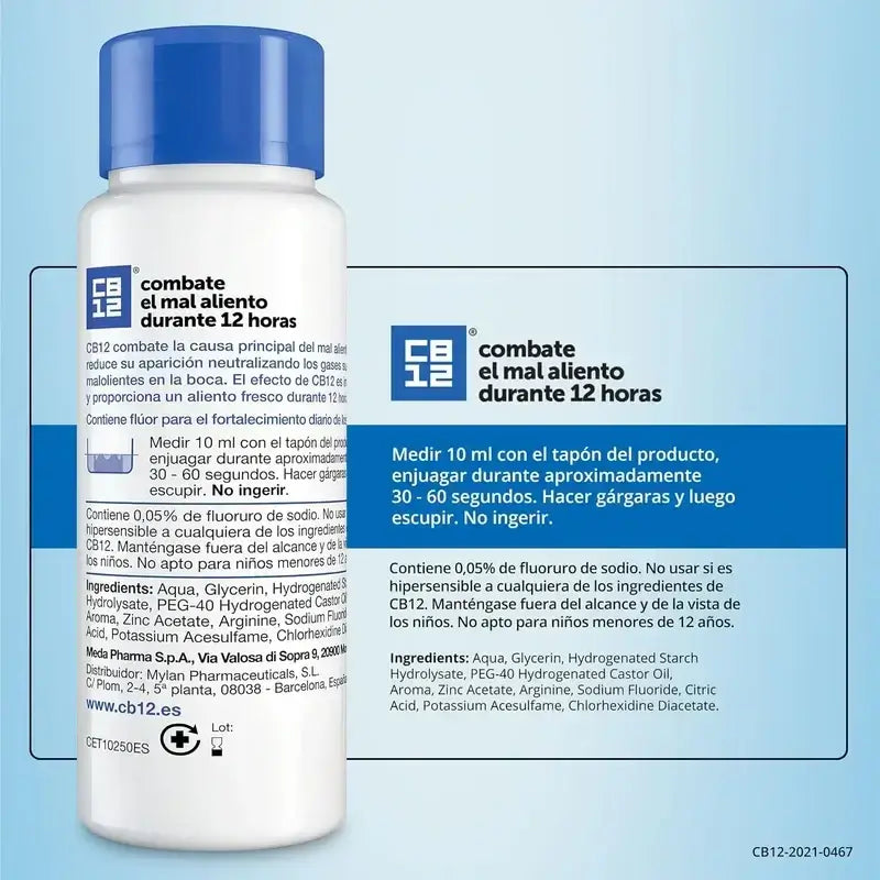 Elixir bucal CB12 Mint Elixir bucal para halitose com sabor a menta 250 ml