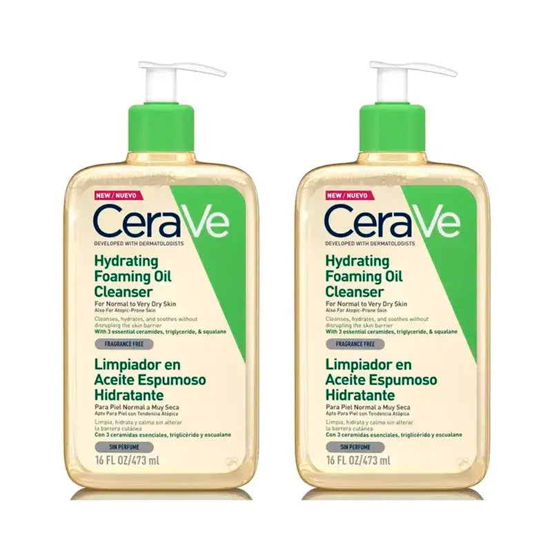 Óleo de Limpeza Espumante Hidratante CeraVe, Embalagem 2 x 473 ml