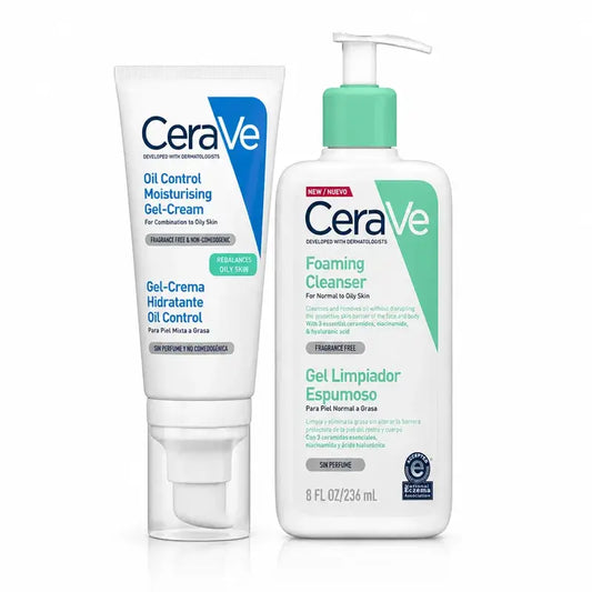 Gel de Limpeza Espumante Cerave 236 Ml + Gel Creme Hidratante Oil Control 52 Ml