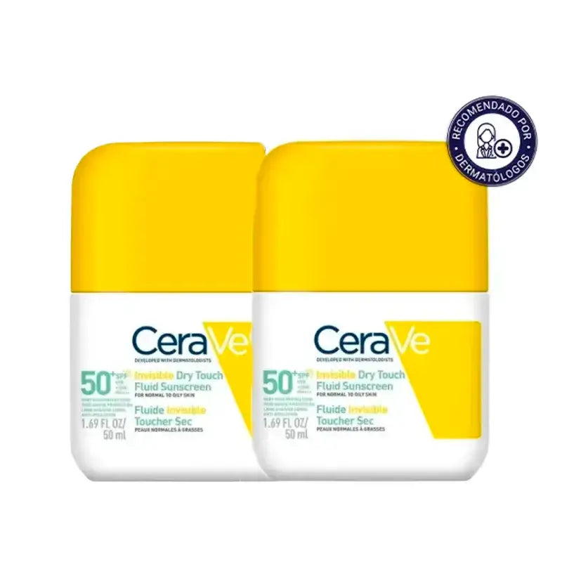 Cerave Invisible Protective Fluid Oil Control Spf 50+ Com 3 Ceramidas, Embalagem 2 x 50 ml