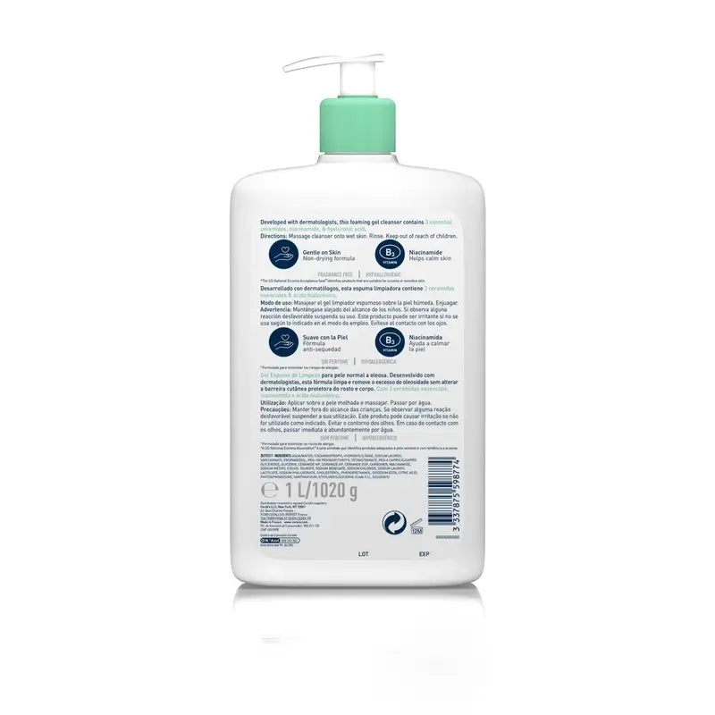 CeraVe Gel de Limpeza Espumante, 1l