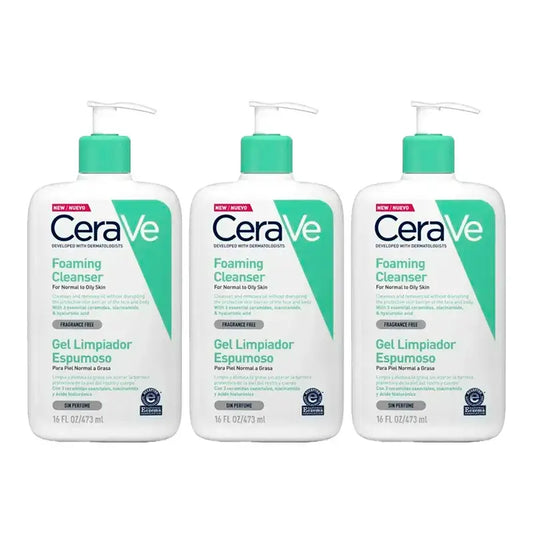 CeraVe Gel de Limpeza Espumante, Embalagem 3 x 473 ml