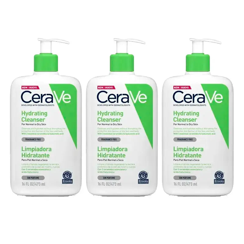 Gel de Limpeza Hidratante CeraVe, Embalagem 3 x 473 ml