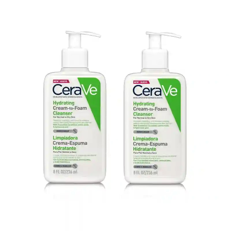CeraVe Creme de Limpeza - Espuma de Limpeza Hidratante, 2X236 Ml