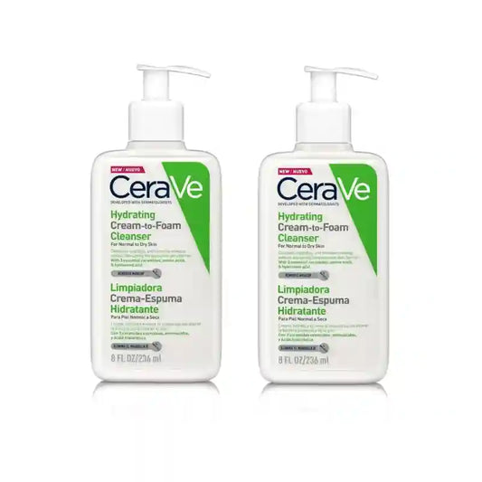 CeraVe Creme de Limpeza - Espuma de Limpeza Hidratante, 2X236 Ml