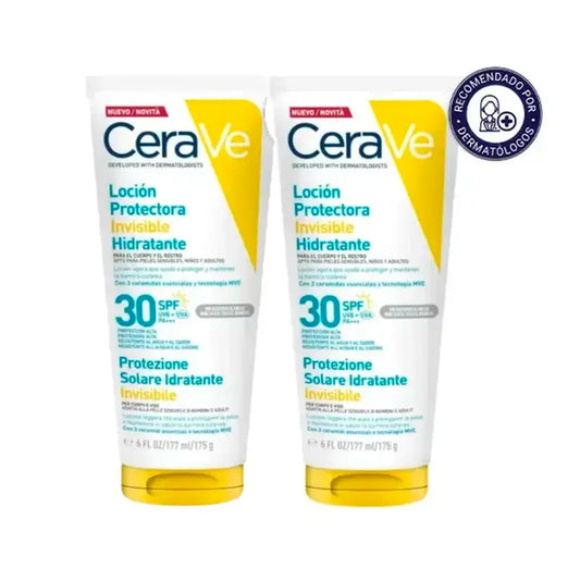 Cerave Invisible Protective Moisturising Lotion Spf 30 With 3 Ceramides, Embalagem 2 x 177 ml