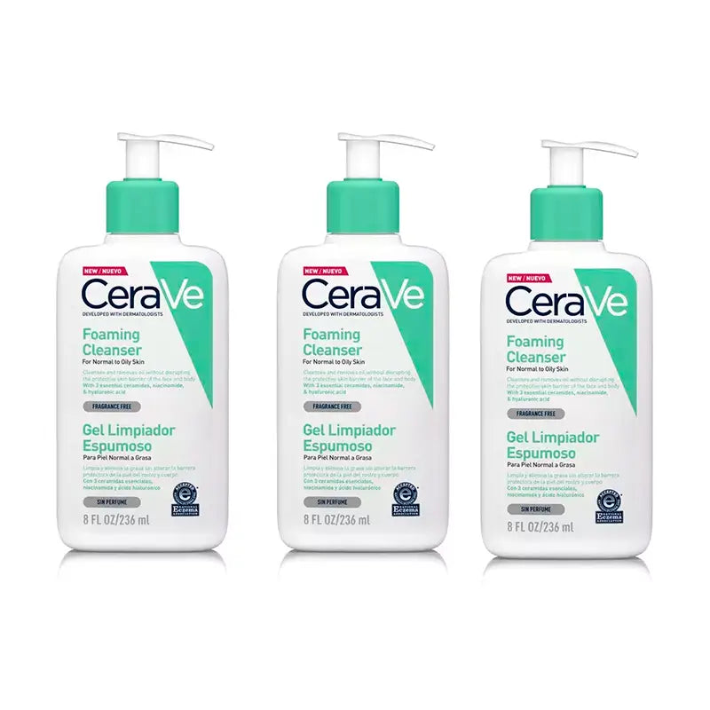 CeraVe Triplo Gel de Limpeza Espumante, 3 x 236 ml