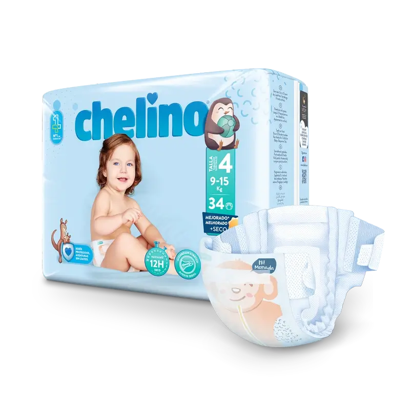 Fralda Chelino tamanho 4 (9-15 Kg) , 34 unidades