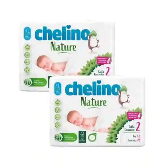 Fralda Chelino Nature Tamanho 2 (3-6 Kg) , 2X28 Unidades