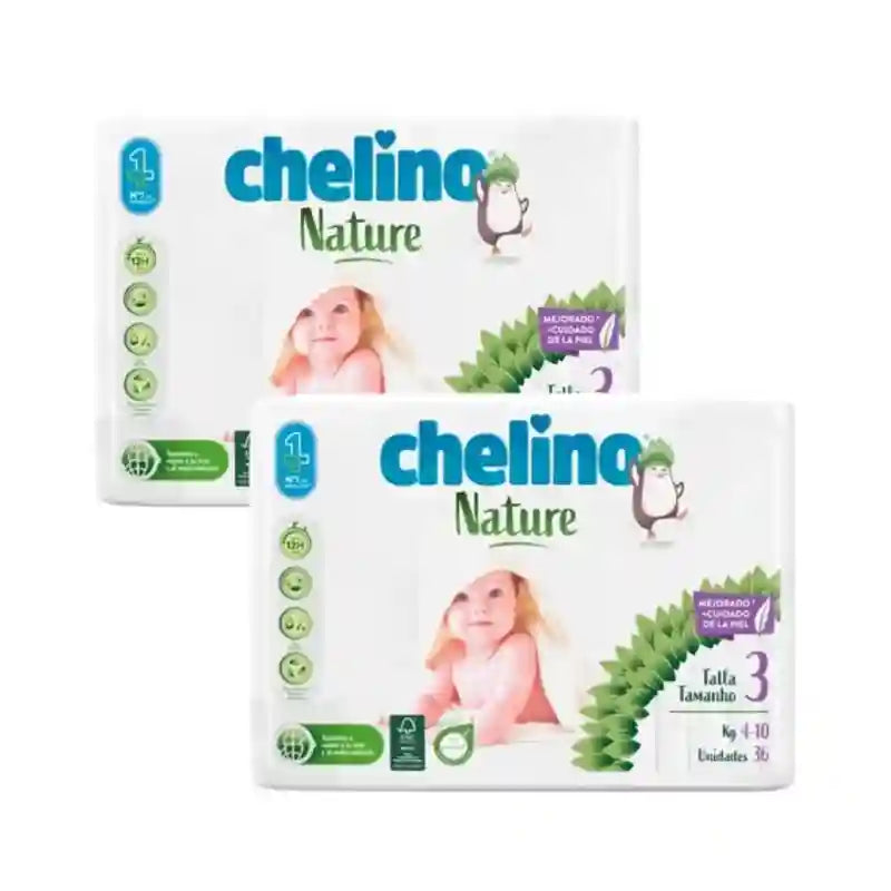 Fralda Chelino Nature Tamanho 3 (4-10 kg) , 2X36 Unidades