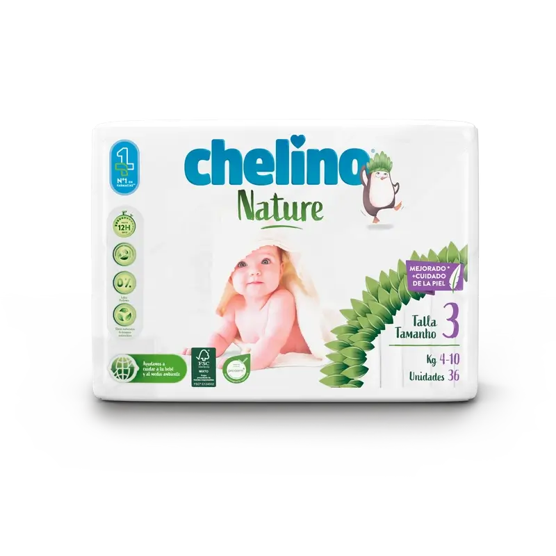 Fralda Chelino Nature Tamanho 3 (4-10 Kg) , 36 unidades