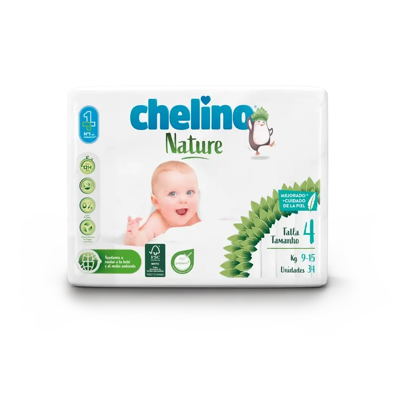 Fralda Chelino Nature Tamanho 4 (9-15 Kg) , 34 unidades