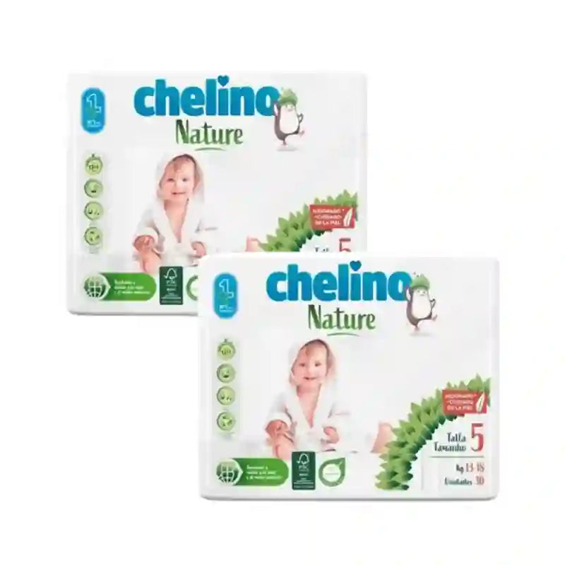Fralda Chelino Nature Tamanho 5 (13-18 Kg) , 2X30 Unidades