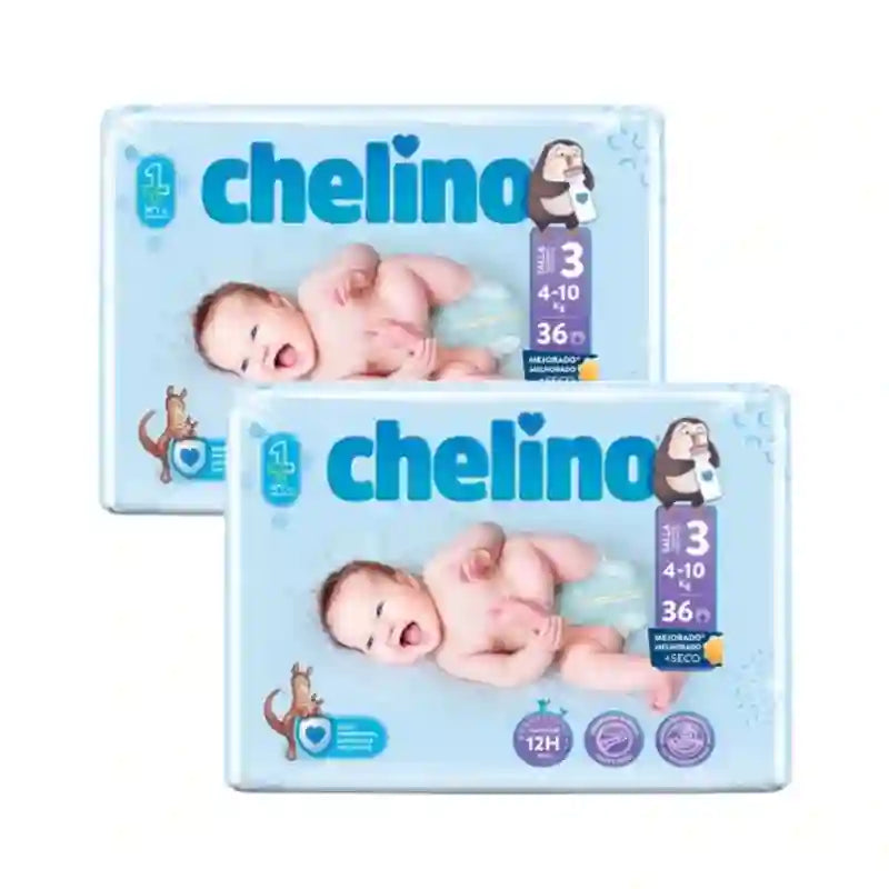 Fralda Chelino Tamanho 3 (4-10 Kg) , 2X36 Unidades