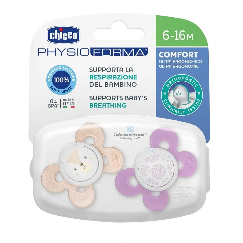 Chupeta Chicco Physio Comfort Silicone Rosa 6-16M 2 peças Sortido
