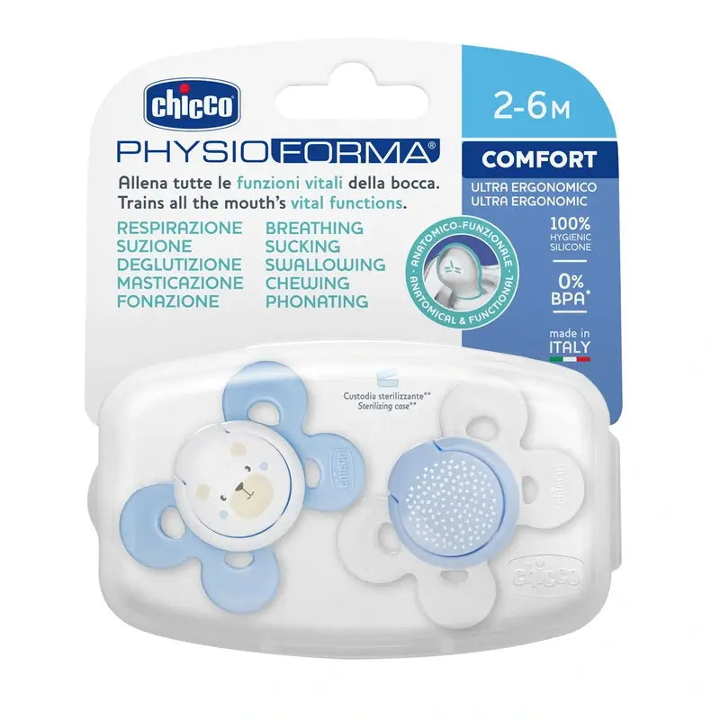 Chupeta Chicco Physio Comfort Silicone Azul 2-6M 2 peças sortidas