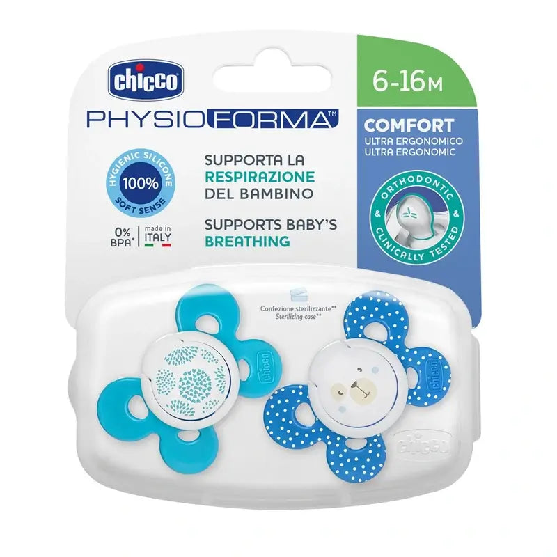 Chupeta Chicco Physio Comfort Silicone Azul 6-16M 2 peças sortidas