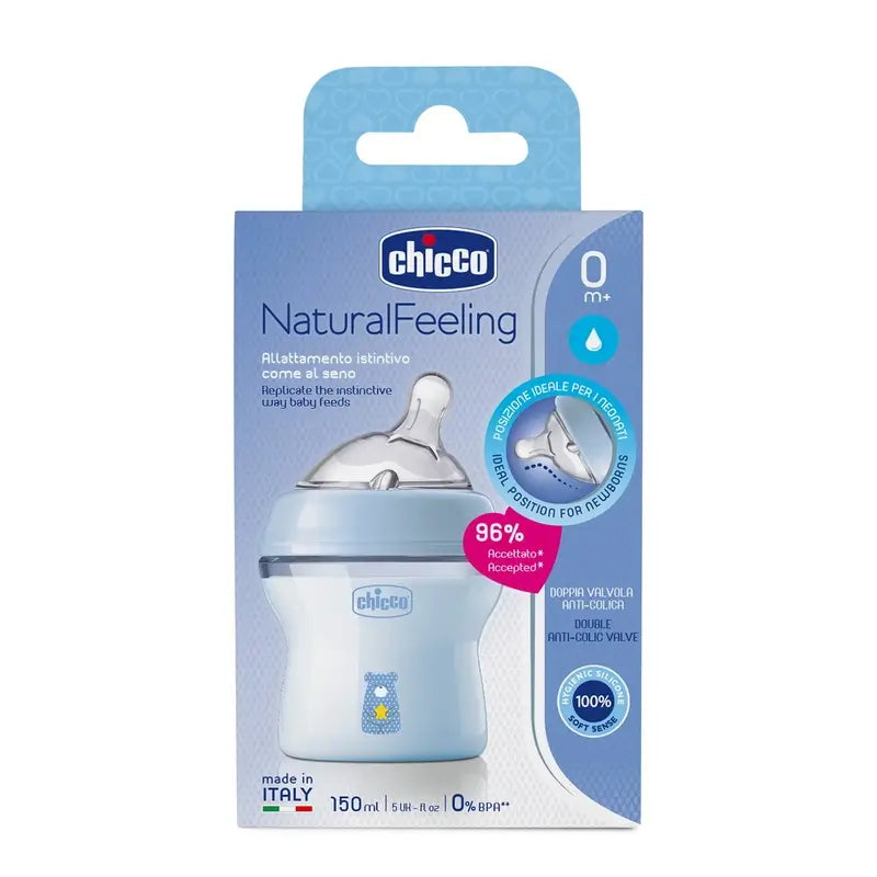 Biberão Chicco Naturalfeeling Blue Slow Flow 150Ml 0M+